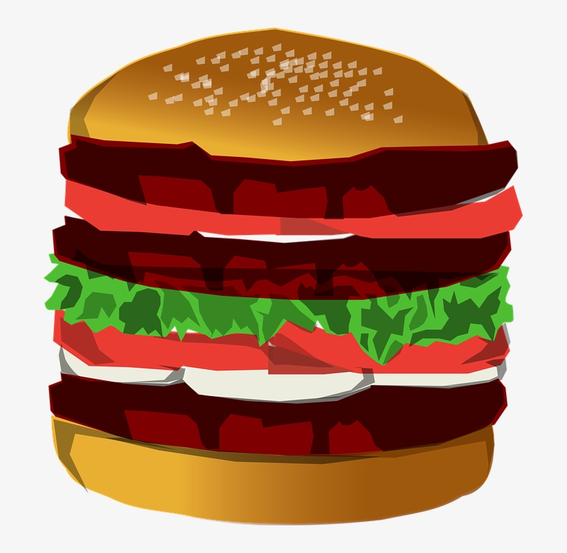 Burger Hamburger Food Sandwich Meat Cheeseburger - Clipart Hamburger, transparent png #7816006