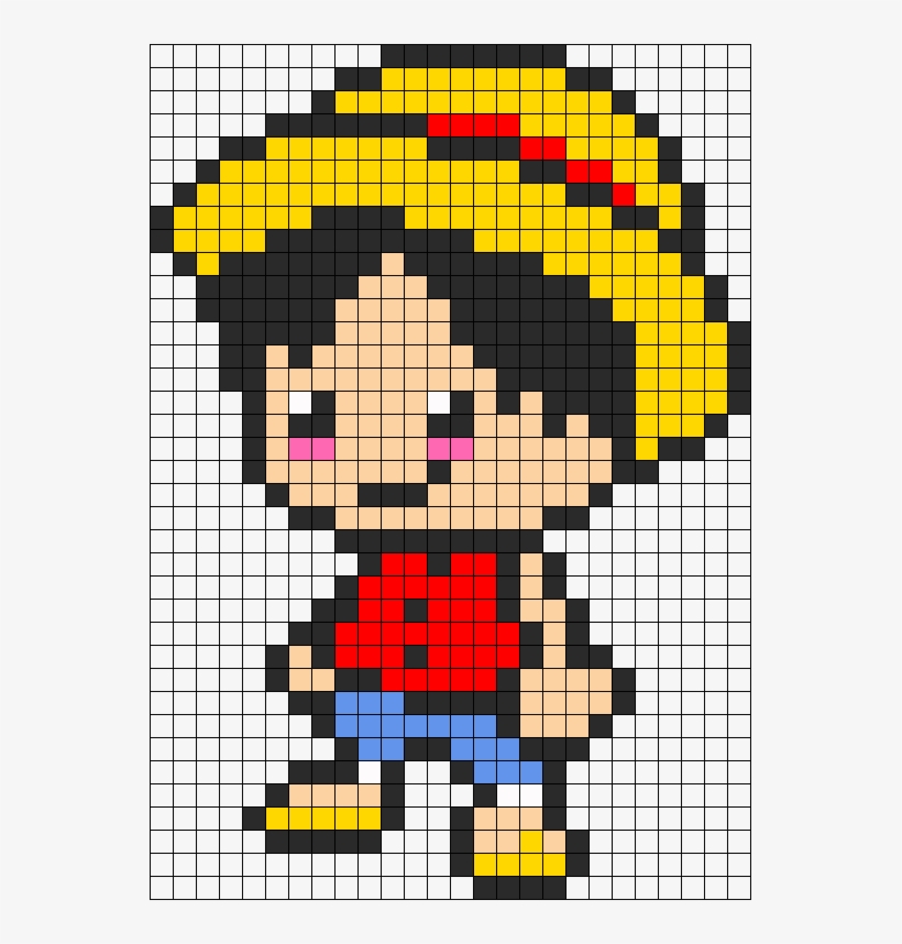 Kandi Patterns For Kandi Cuffs - Monkey D Luffy Pixel Art, transparent png #7818390