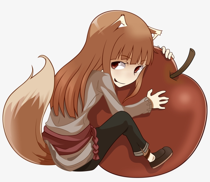 Girl Hugging Apple Anime Spice And Wolf Wallpapers - Spice And Wolf Apple, transparent png #7818571