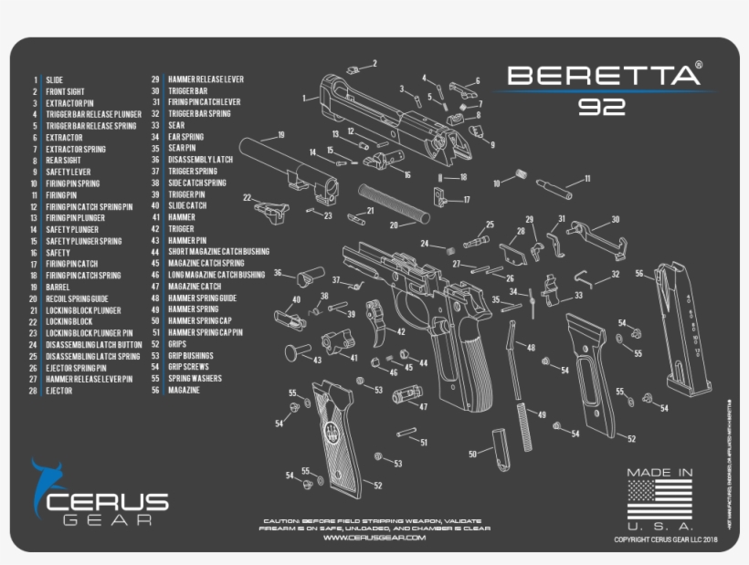Beretta® 92 Schematic Promat - Firearm, transparent png #7820120