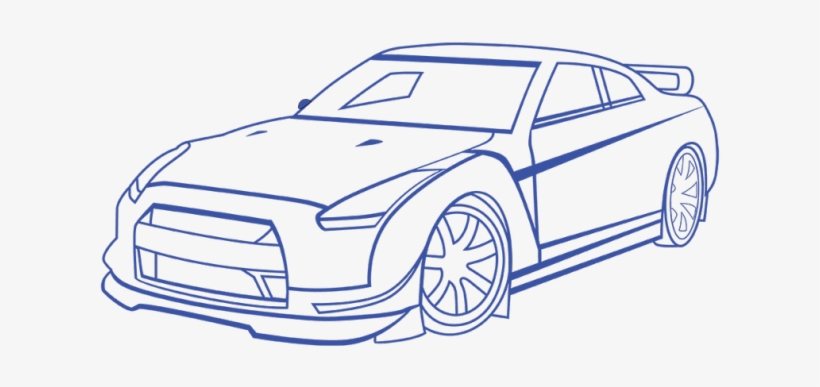Drawn Race Car Outline - Race Cars Drawings, transparent png #7822793