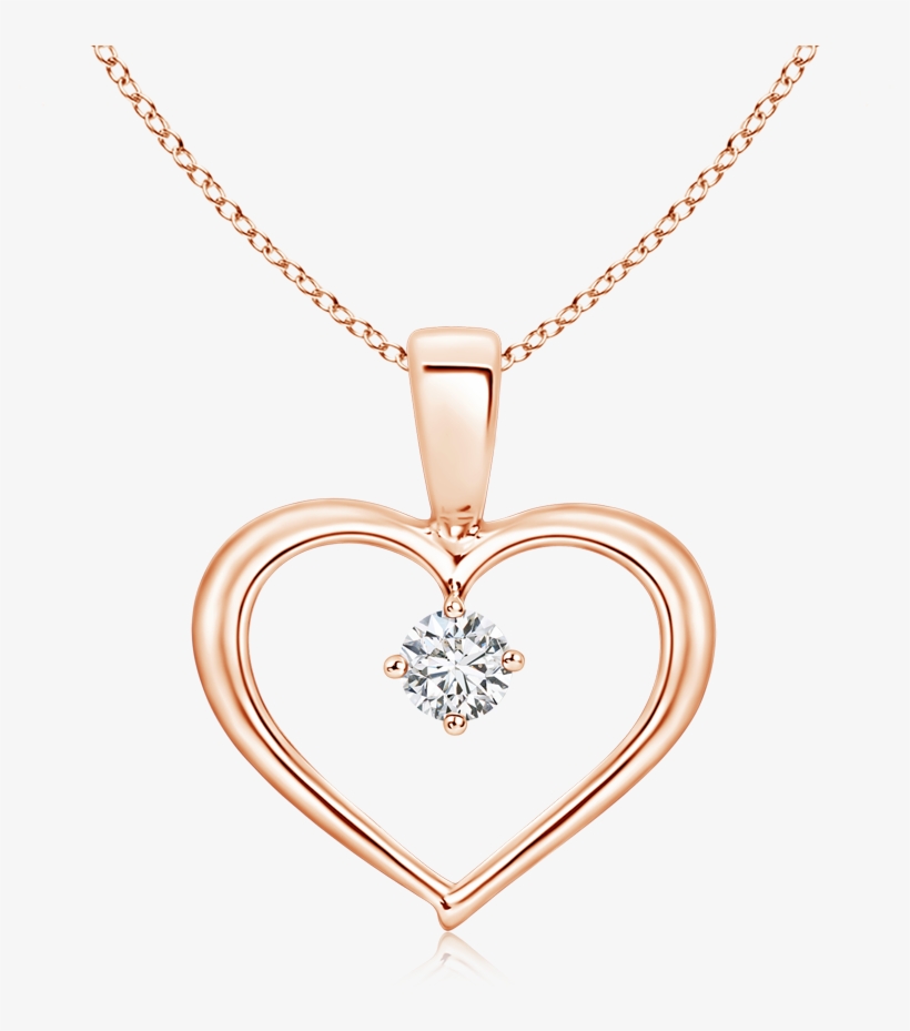 Solitaire Round Lab Grown Diamond Open Heart Pendant - Pendant, transparent png #7825947