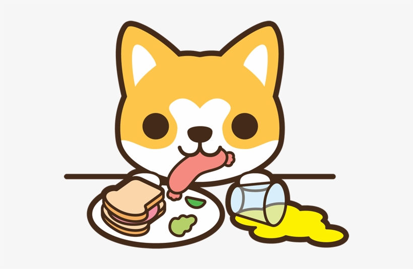 Dog Eating Food Off Table - Kawaii Dog And Cat Clipart, transparent png #7826878