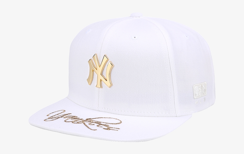 Mlb White Gold Snap Back Cap Metallic Logo Adjustable - Baseball Cap, transparent png #7827689