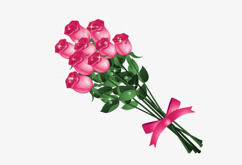 Pink Rose Clipart Wallpaper - Bouquet Of Roses Png Vector, transparent png #7828077