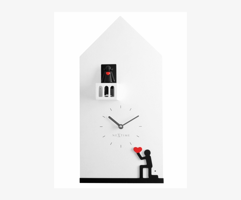 Nextime Wall Clock︱romeo & Juliet - Kuckucksuhr Modern Weiß, transparent png #7828165