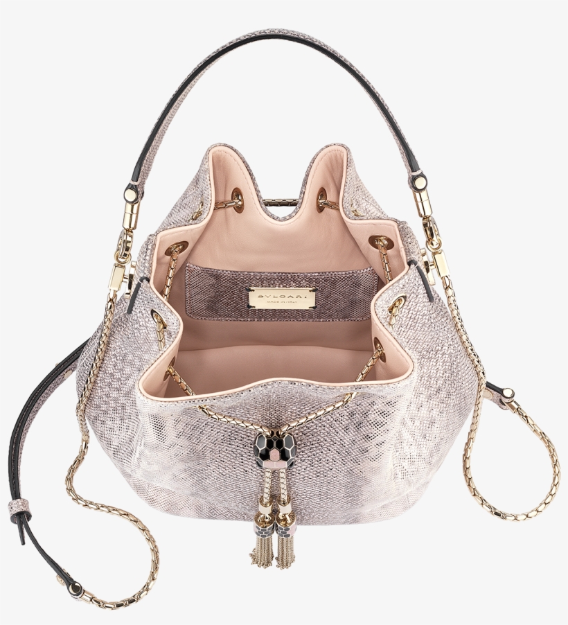 Serpenti Forever Bucket Bucket Karung Leather Silver - Bvlgari Serpenti Bucket Bag, transparent png #7828759