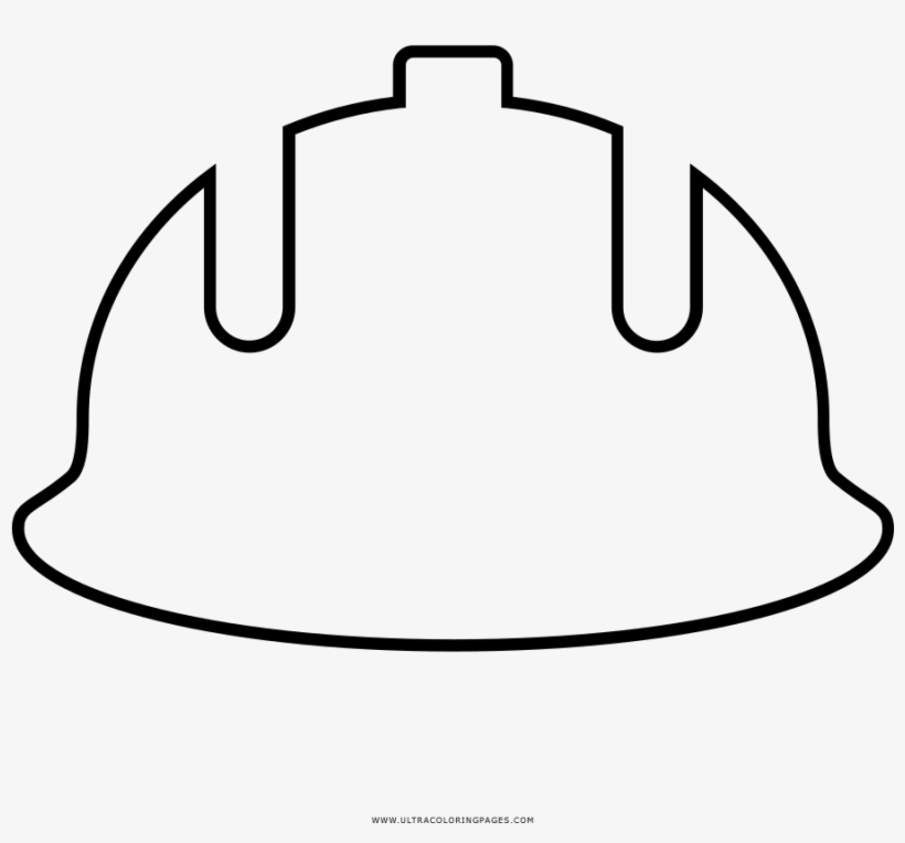 Construction Helmet Coloring Page - Line Art, transparent png #7830046