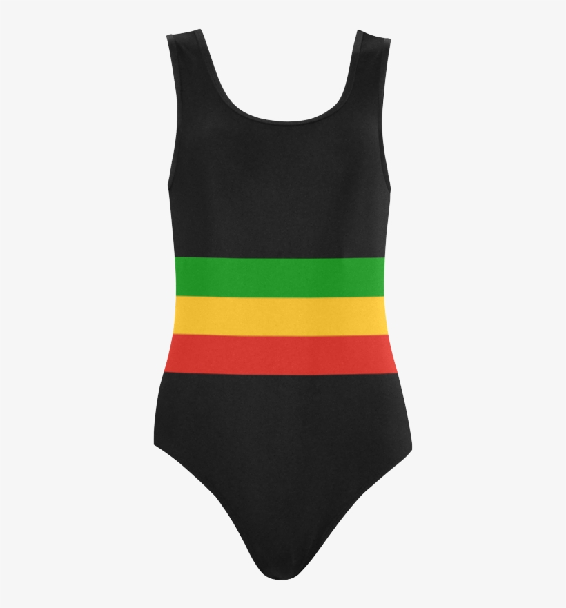 Rastafari Flag Colored Stripes Vest One Piece Swimsuit - Maillot, transparent png #7830887