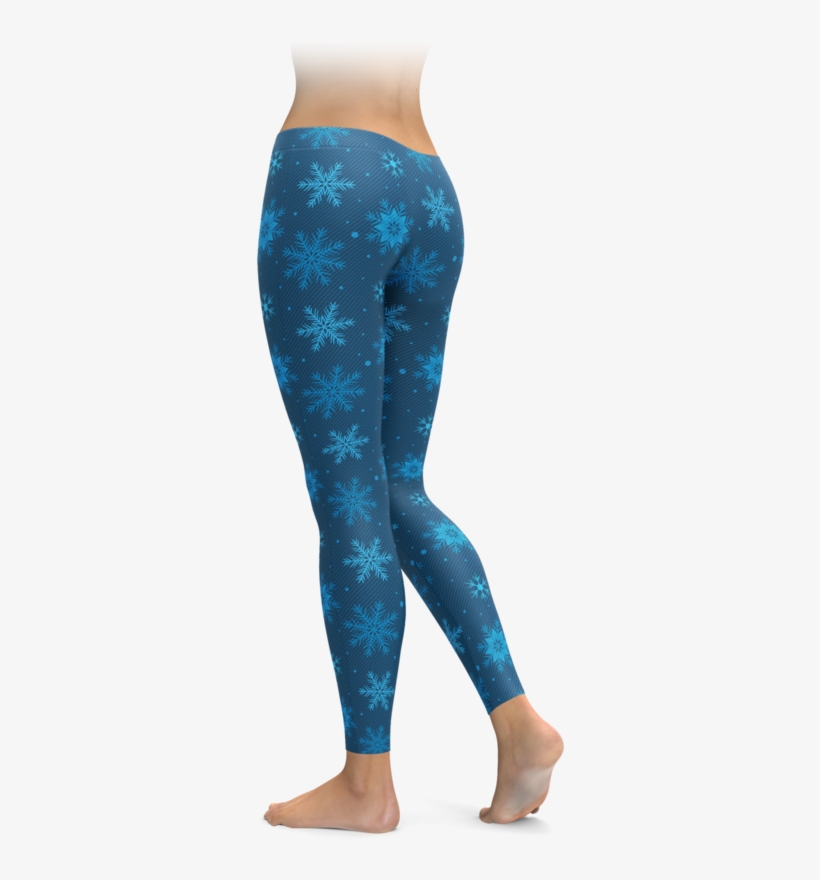 Blue Snowflake Holiday Leggings - Leggings, transparent png #7831570