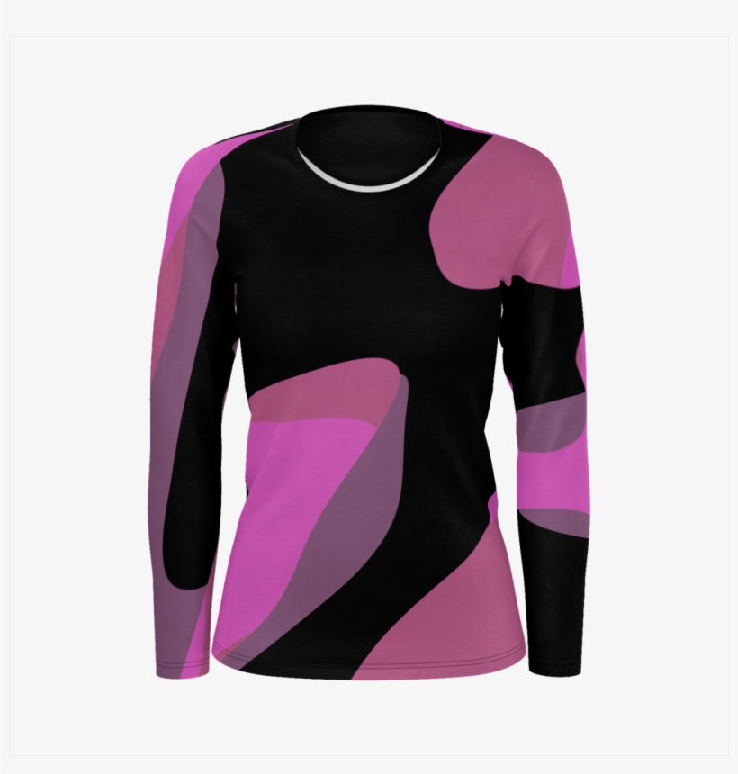 Pink And Black Abstract - Long-sleeved T-shirt, transparent png #7832945