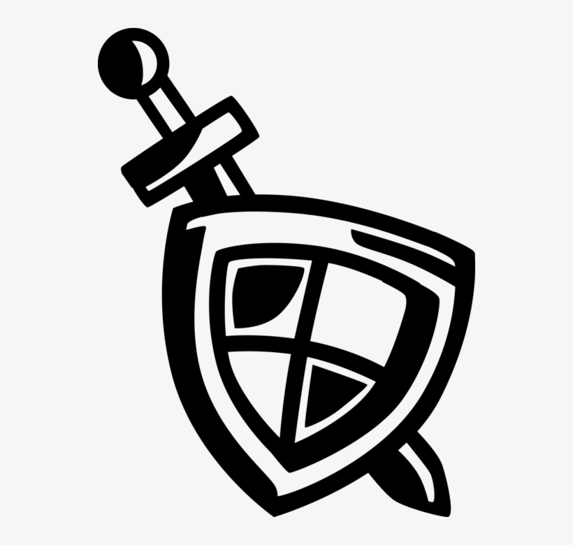 Vector Illustration Of Middle Ages Medieval Sword And - Schild Und Schwert, transparent png #7833222