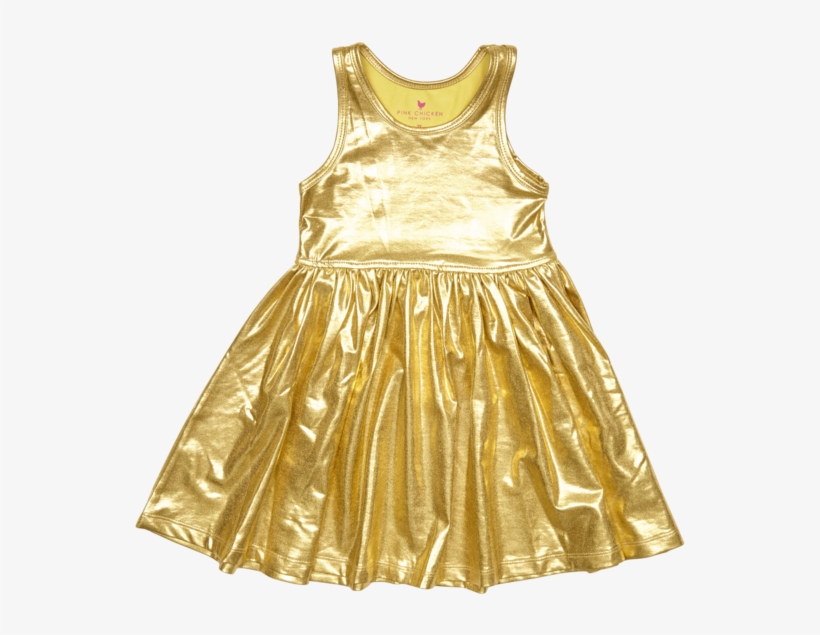 Girls Gold Metallic Sleeveless Dress - Желтое Платье На Прозрачном Фоне, transparent png #7833698