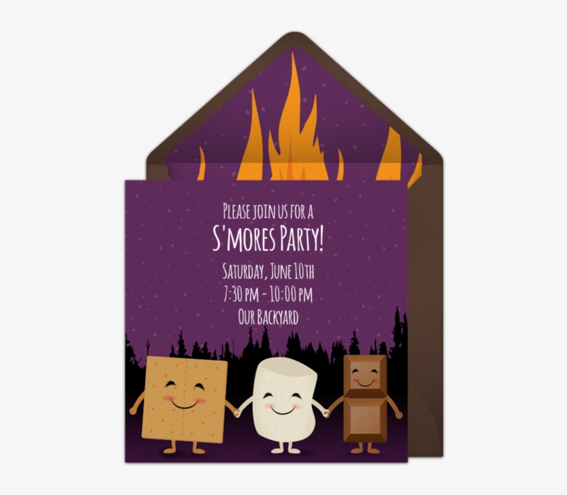 S'mores Bonfire Online Invitation - Cartoon, transparent png #7833885
