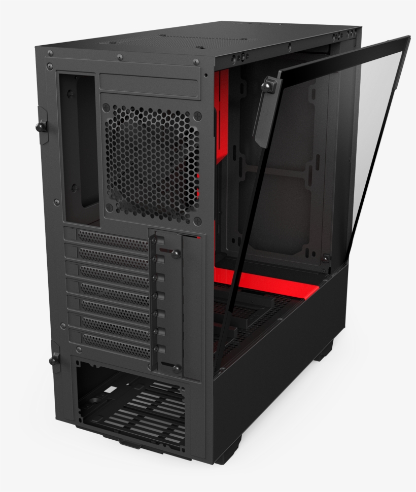 Compact Atx Pc Gaming Case - Nzxt H500 Black And Red, transparent png #7833925