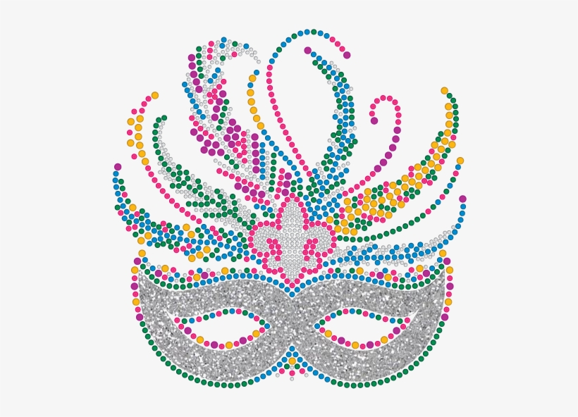 Mardi Gras Mask With Silver Rhinestones - Illustration, transparent png #7835167