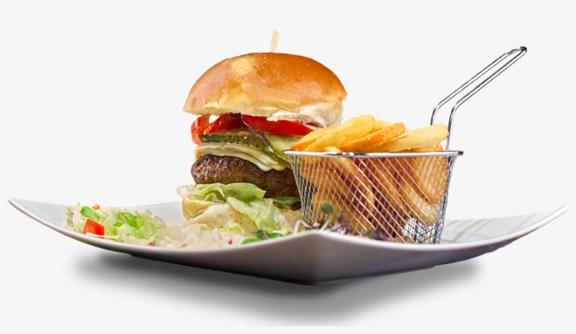 Burger Blend, Served Like A Burger Sandwich With Fries, - Patty, transparent png #7835260