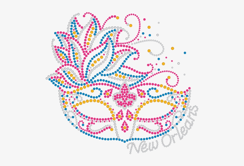 Mardi Gras Rhinestone Mask With Pink And Blue Feathers, transparent png #7835724