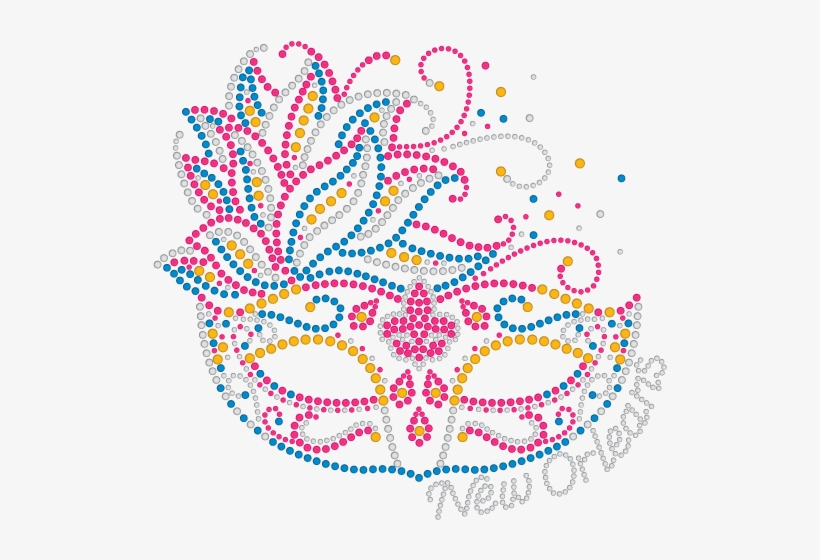 Mardi Gras Rhinestone Mask With Pink And Blue Feathers, transparent png #7835724