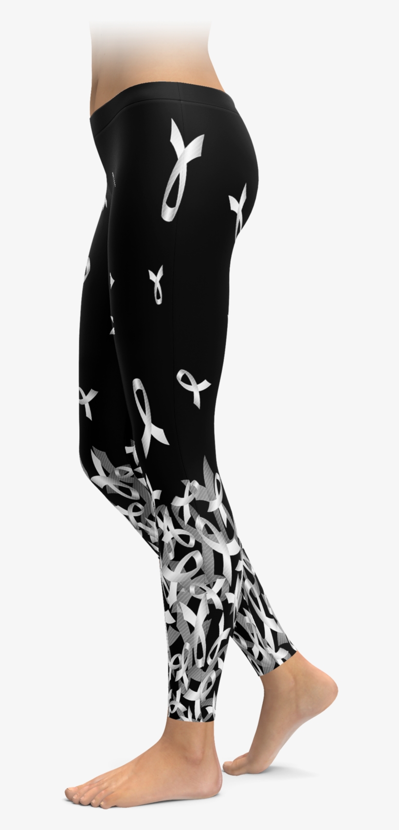Lung Cancer Awareness Falling Ribbon Leggings - Lotus Yoga Pants, transparent png #7836611