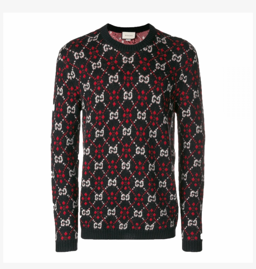 Gucci Monogram Knit Jumper - Gucci Knitwear Monogram Black, transparent png #7836828