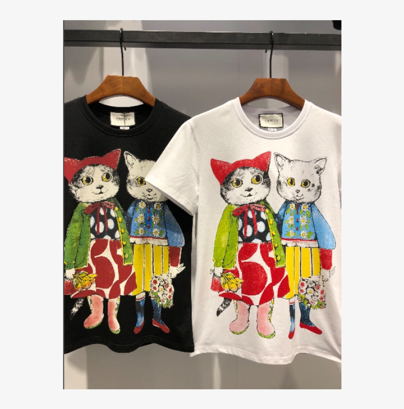 Gucci 08071224 Men's Gucci Tee Fashion Tops Short Cat - Clothes Hanger, transparent png #7837310