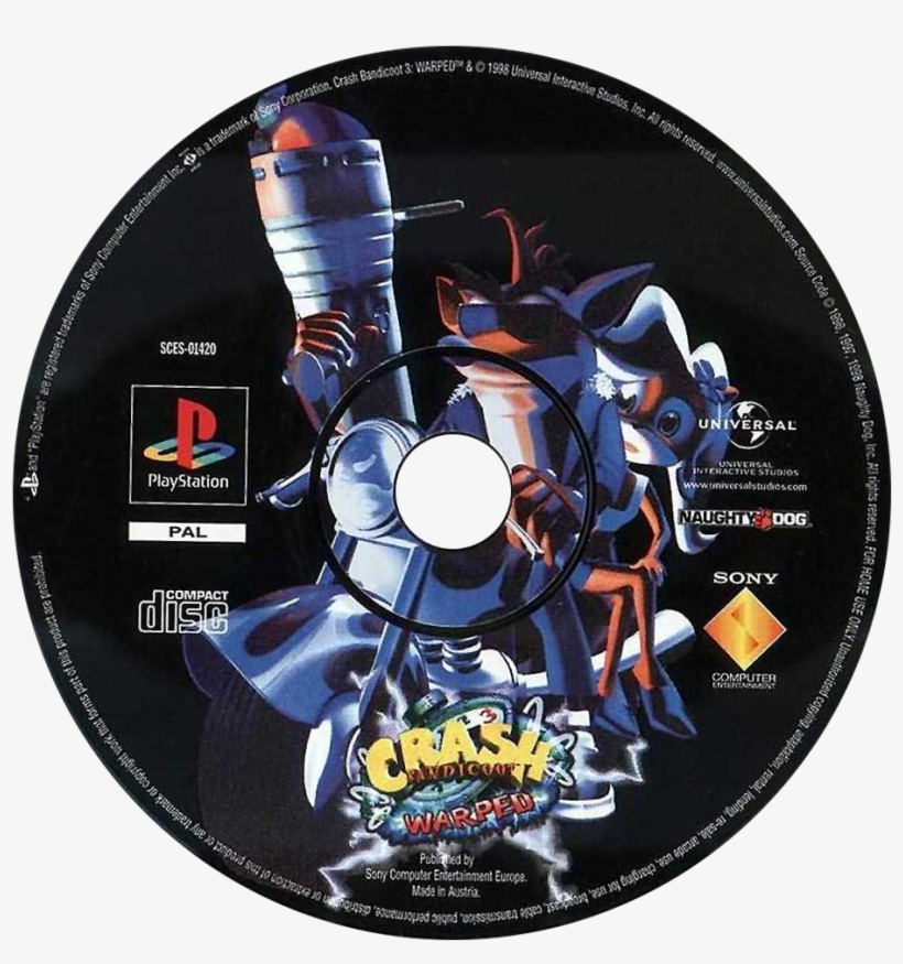 Warped Details - Crash Bandicoot 3 Ps1 Cd, transparent png #7838321