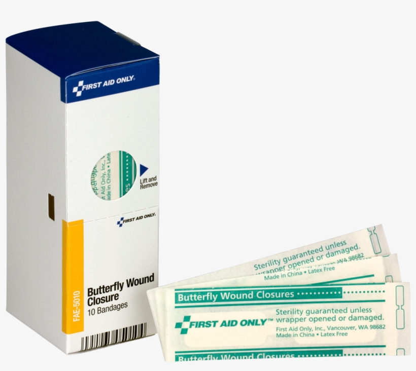 Butterfly Wound Closure Butterfly Wound Closure Butterfly - First Aid Only Butterfly Wound Closure Bandages Fae-5010, transparent png #7838750
