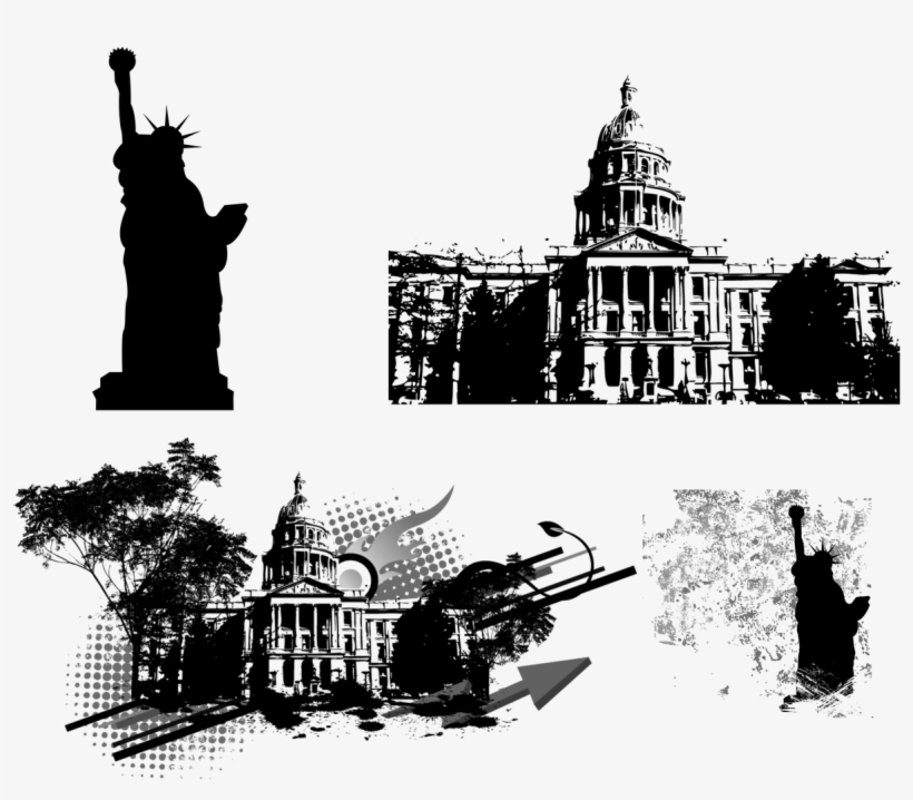 Usa,capital,statue Of Liberty,silhouette,free Pictures, - Silhouette, transparent png #7839923