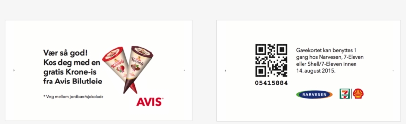 Example With Ice Cream Redeemable In Narvesen, 7 Eleven - Avis Budget, transparent png #7840815