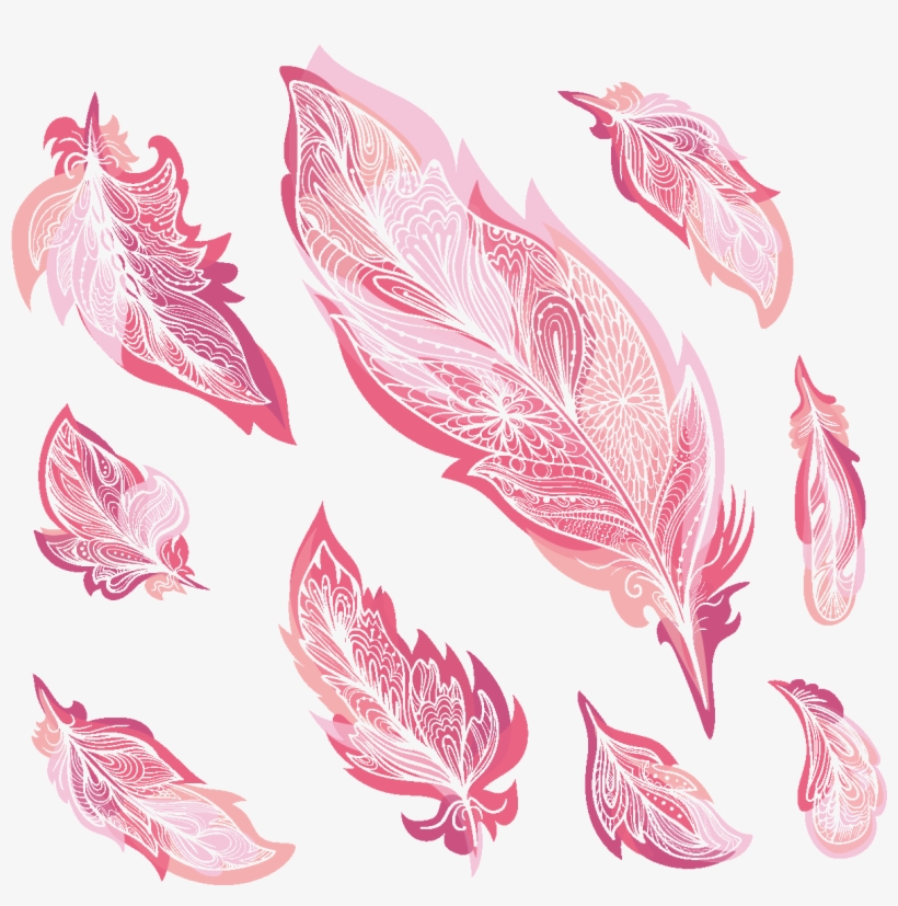 Sticker Boheme Plumes Roses Ambiance Sticker Col Inc - Plumes Roses, transparent png #7841680