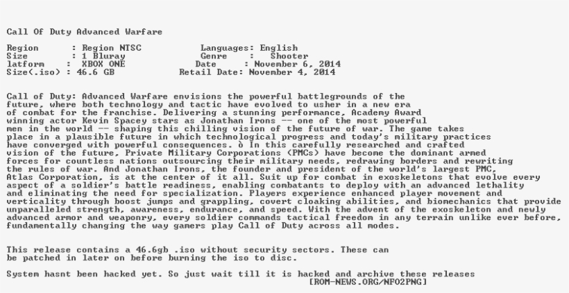 Call - Of - Duty - Advanced - Warfare - Xboxone-waysted - Document, transparent png #7841992