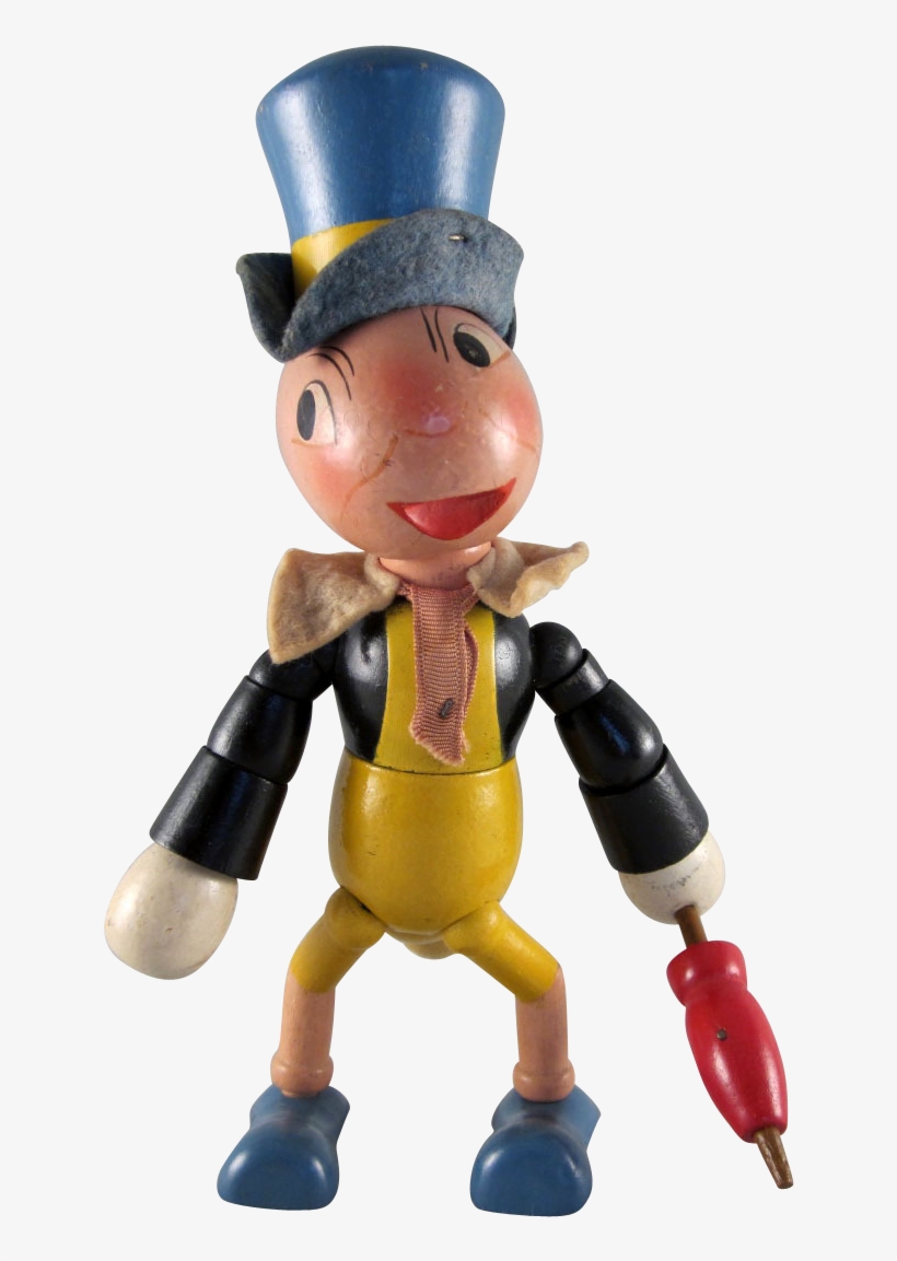 Ideal Wooden Jiminy Cricket Figure - Cartoon, transparent png #7844542
