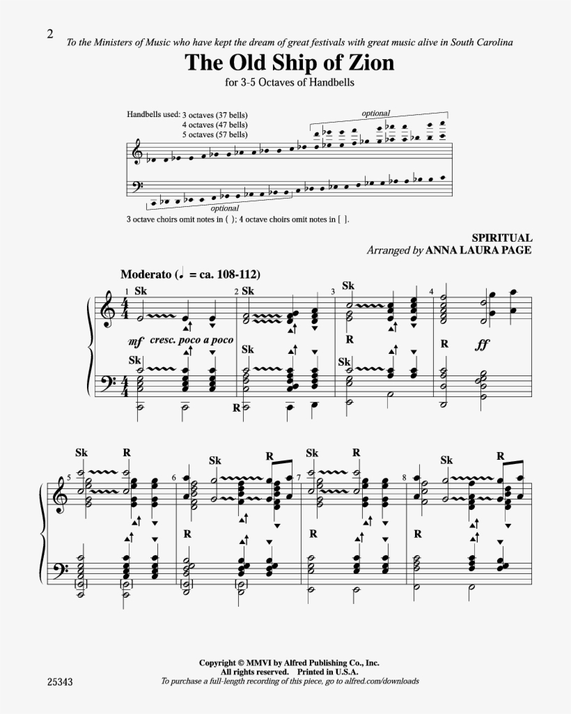 The Old Ship Of Zion Thumbnail - Sheet Music, transparent png #7845199