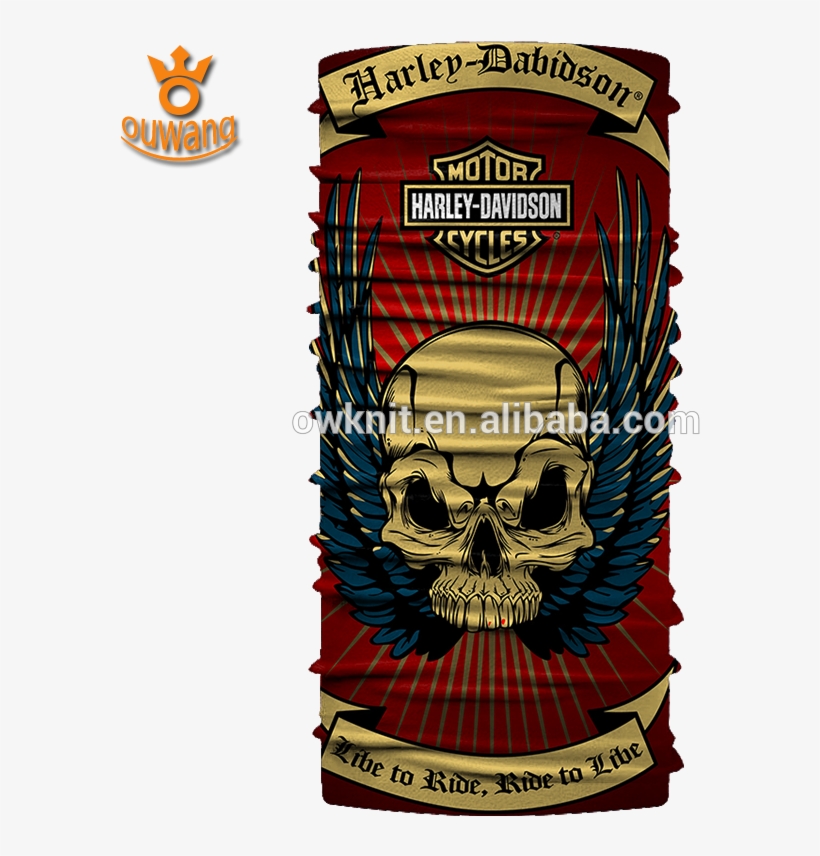 Ski Motorcycle Biker Snowboard Seamless Skull Tube - Harley Davidson, transparent png #7845911