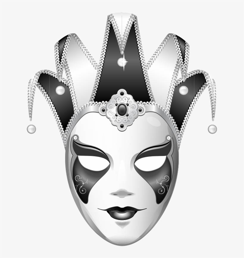 Mask Black And White Jester Transprent Png - Black And White Mask Png, transparent png #7848572