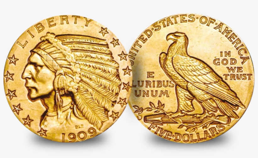 Indian Head Gold Dollar Coin 1910 Indian Head Gold - 1909 D Half Eagle, transparent png #7849478