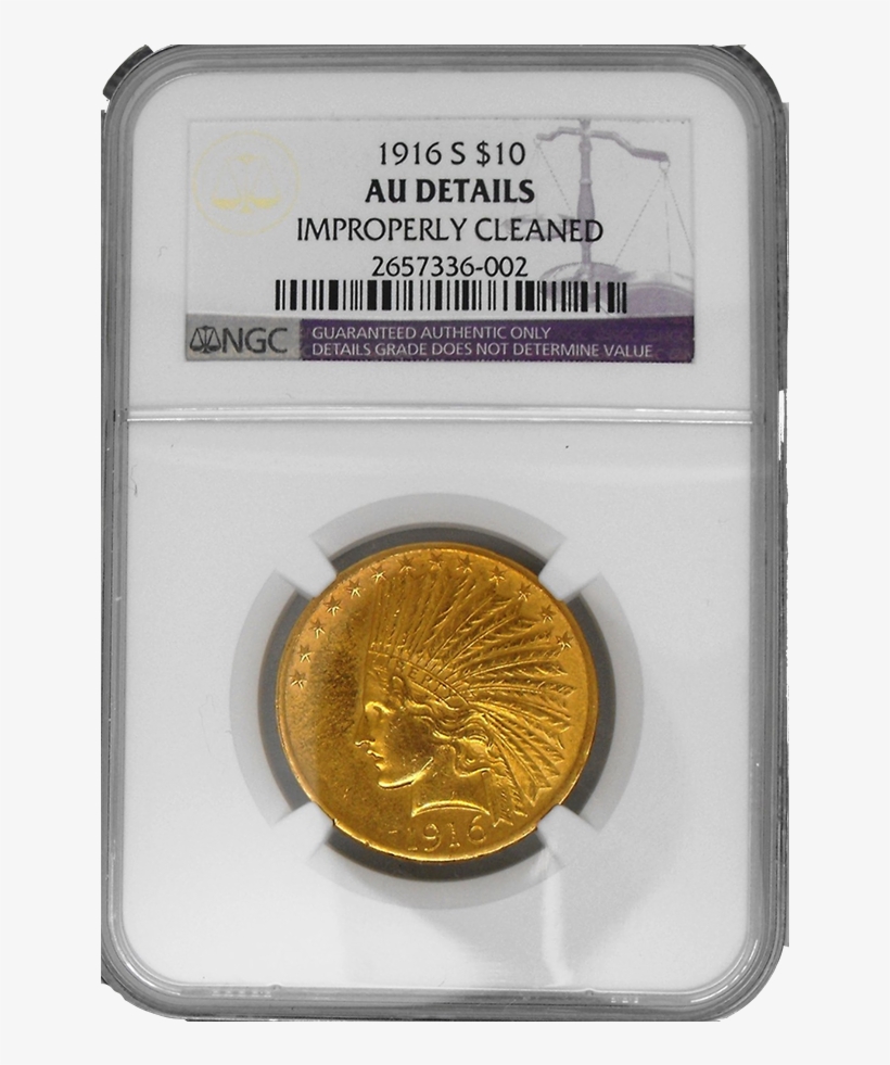 Pre-owned 1916 Usa Indian Head $10 Gold Coin Ngc Graded - Money, transparent png #7849804