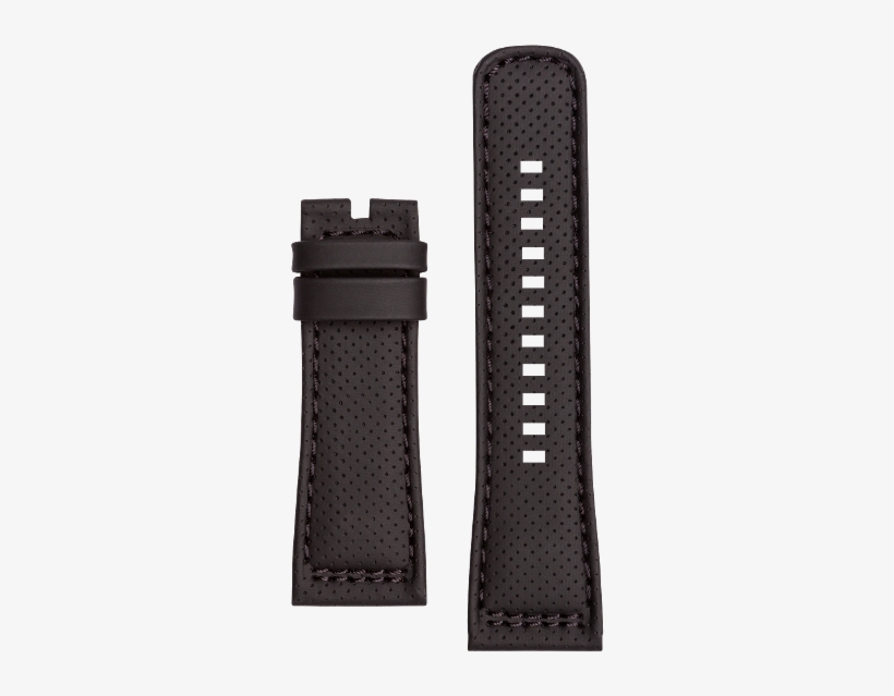 Leather Strap Black, Perforated - Watch Strap, transparent png #7858256