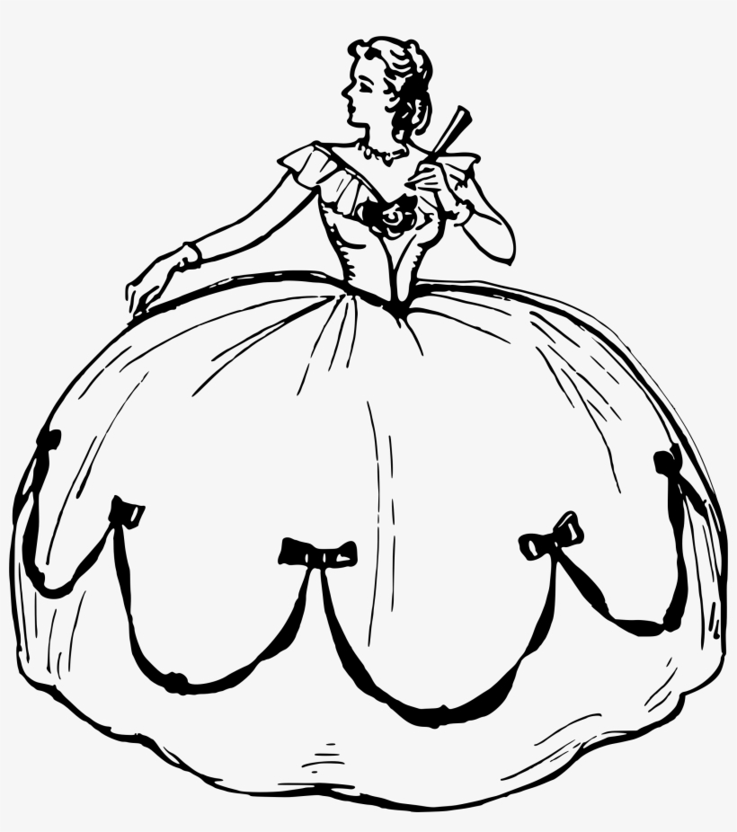 Big Image - Drawing Girl In Big Dress, transparent png #7858484