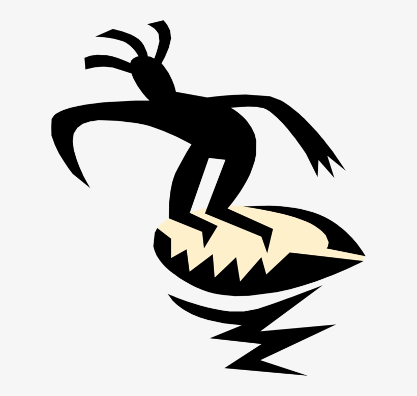 Vector Illustration Of Surfer With Surfboard On Ocean - Bodyboard, transparent png #7858968