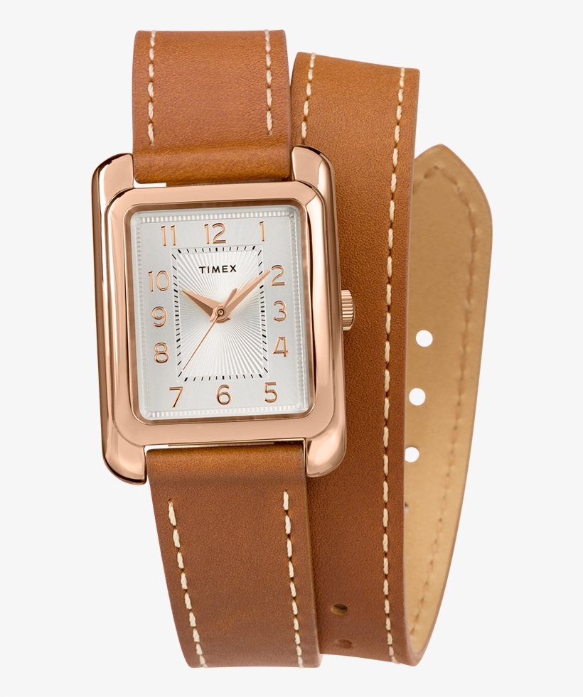Addison Double Wrap 25mm Leather Strap Watch Rose Gold - Womens Double Strap Watch, transparent png #7859888