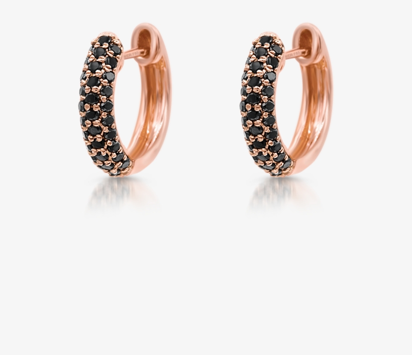 Baby Hoops With Black Diamonds - Earrings, transparent png #7861528