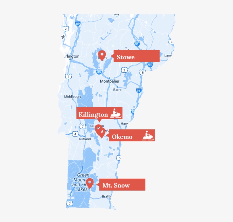 Snowmobile Vermont Location Map - Atlas, transparent png #7861953