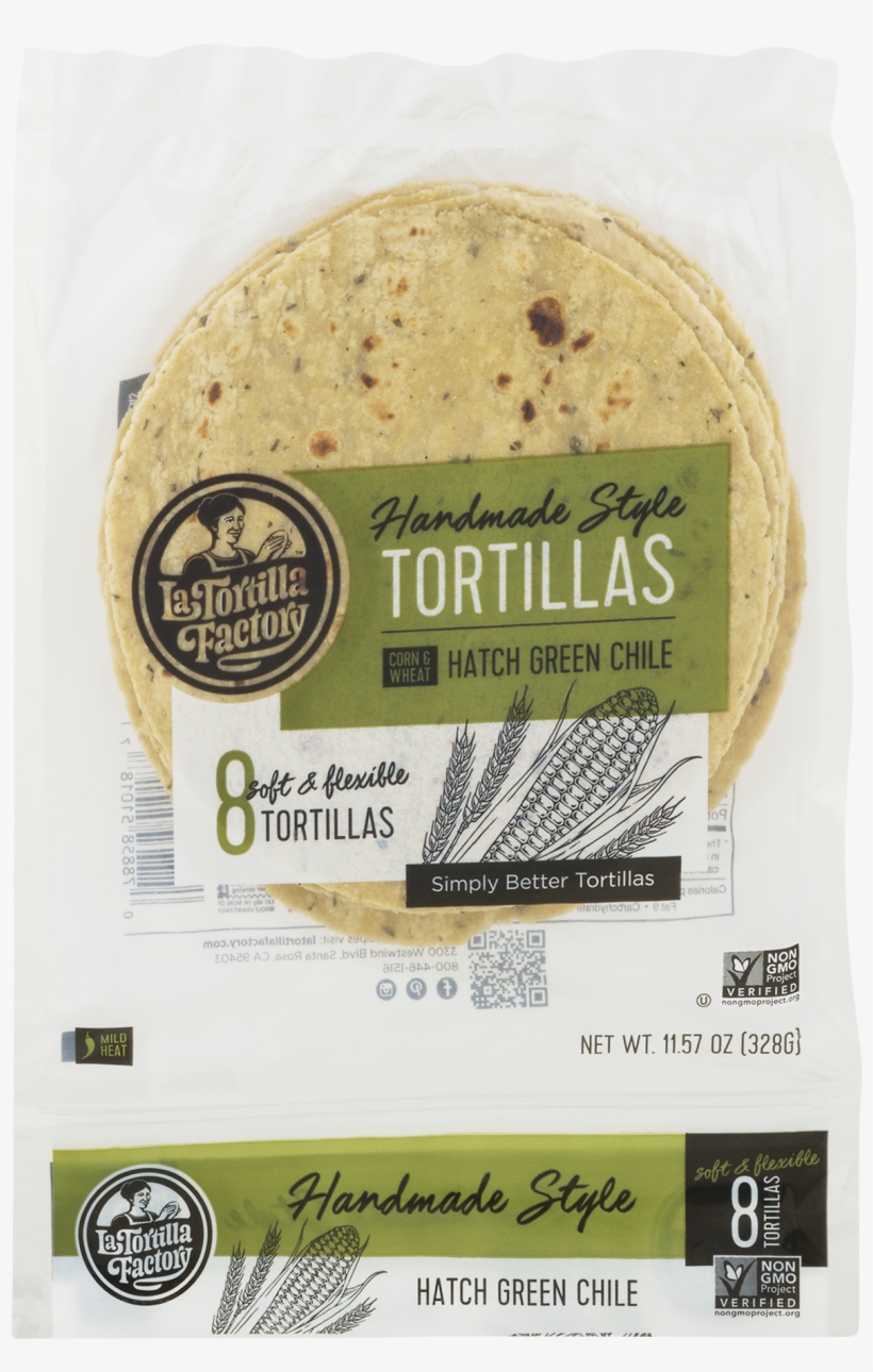 La Tortilla Factory Green Chile Corn & Wheat Tortillas, - La Tortilla Factory Handmade Style Tortillas, transparent png #7864450