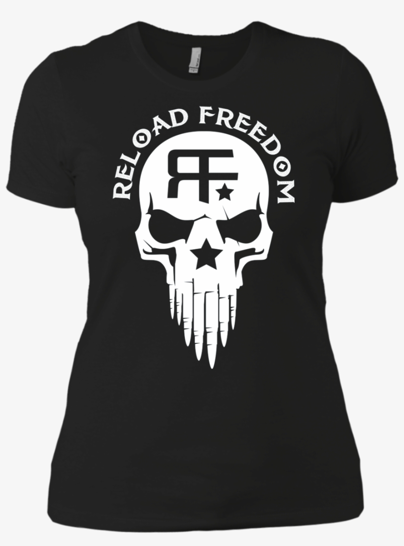 Reload Freedom Logo Skull Next Level Ladies' Boyfriend - Camisetas Montañas, transparent png #7865254