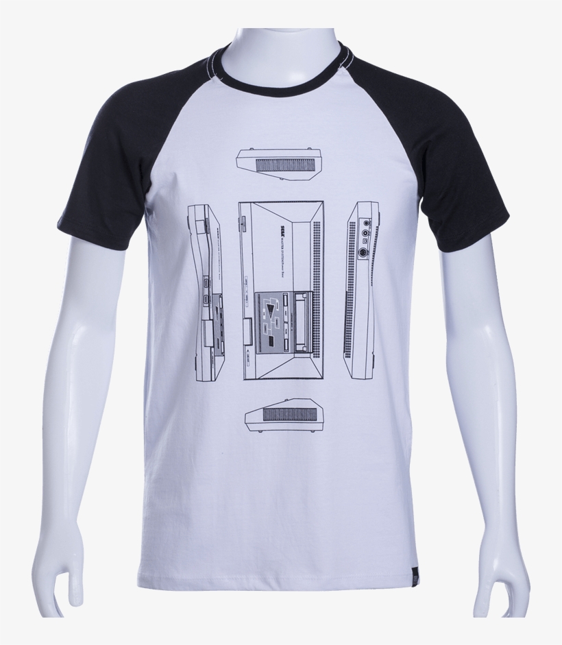 Camiseta Raglan Branca/preta Sega Master System® Draft - Active Shirt, transparent png #7867916