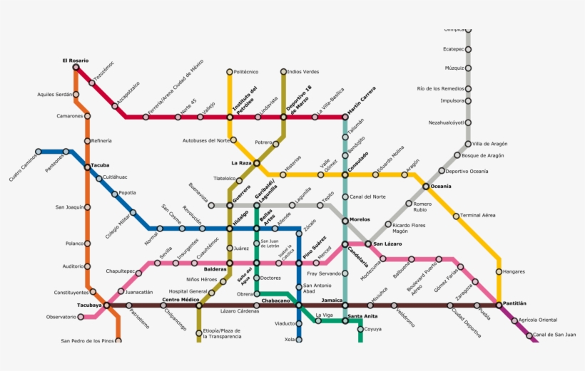 Metro Map - Metro Mexico, transparent png #7868004