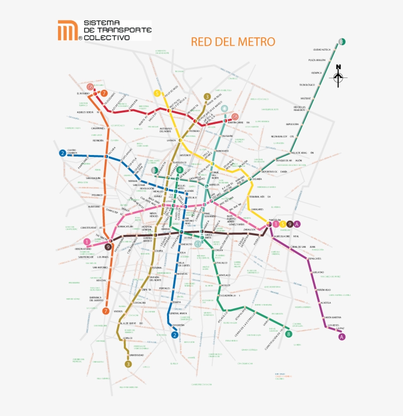 Mexico City's Metro Map - Red Metro Ciudad De México, transparent png #7868329