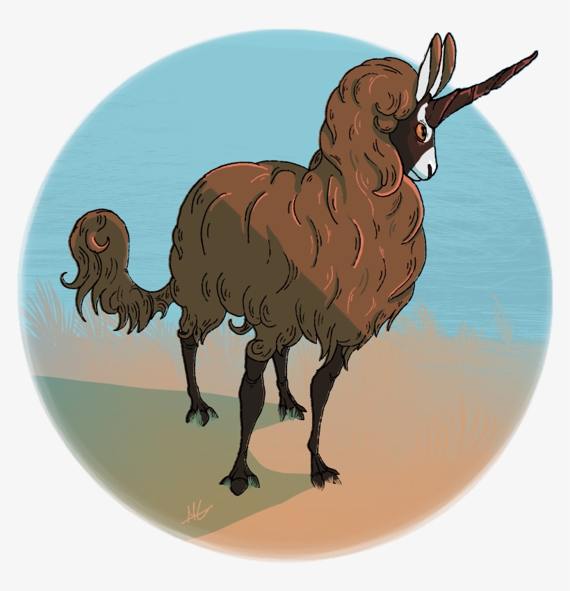 Image Of A Brown And Very Wooly Goat, With One Spiral - Illustration, transparent png #7869301